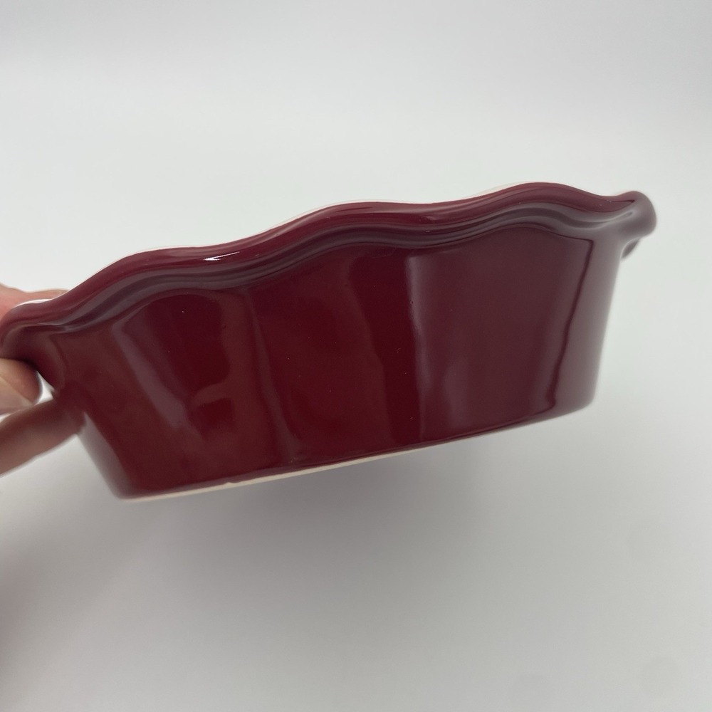 Ruffled Ceramic 6" Mini Pie Dish (Set of 3) Brown/Red Farmhouse Cottage Core - Picture 12 of 16